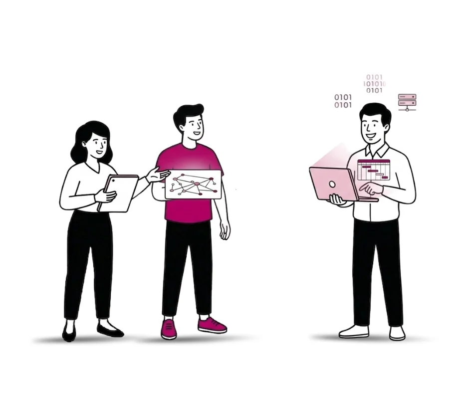 Une femme et un homme discute avec un expert LFE