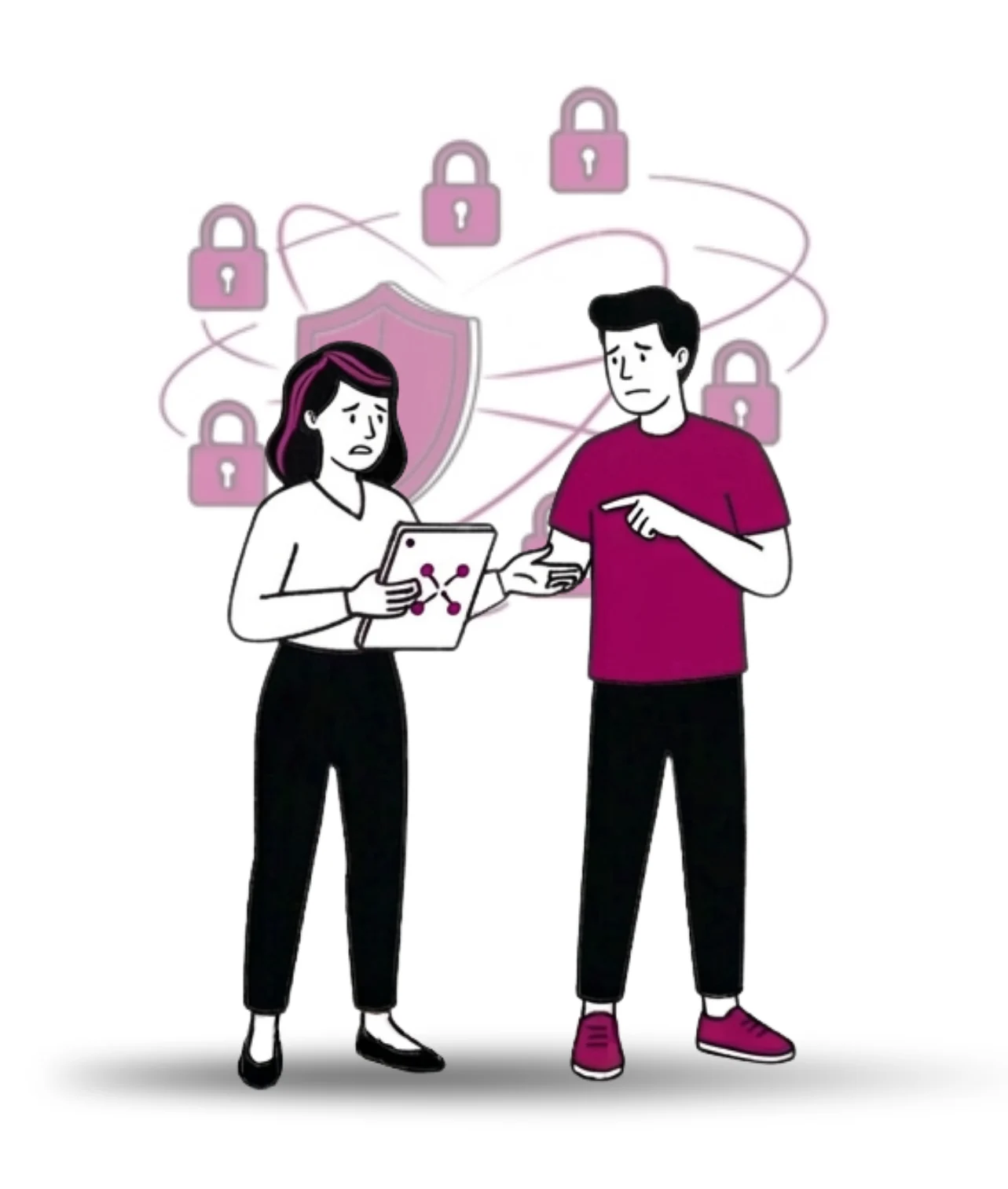 Deux employés d'une entreprise inquiets face à une cyber-menace